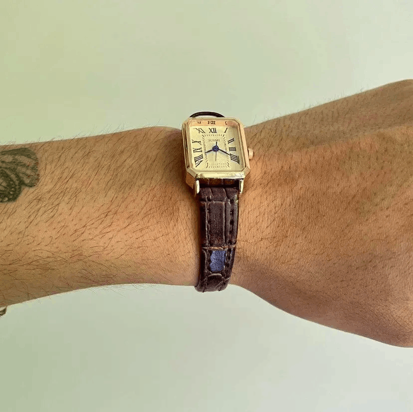 Jewelry 2000s vintage style rectangle brown leather luxury watch Size ONE SIZE - 7 Thumbnail