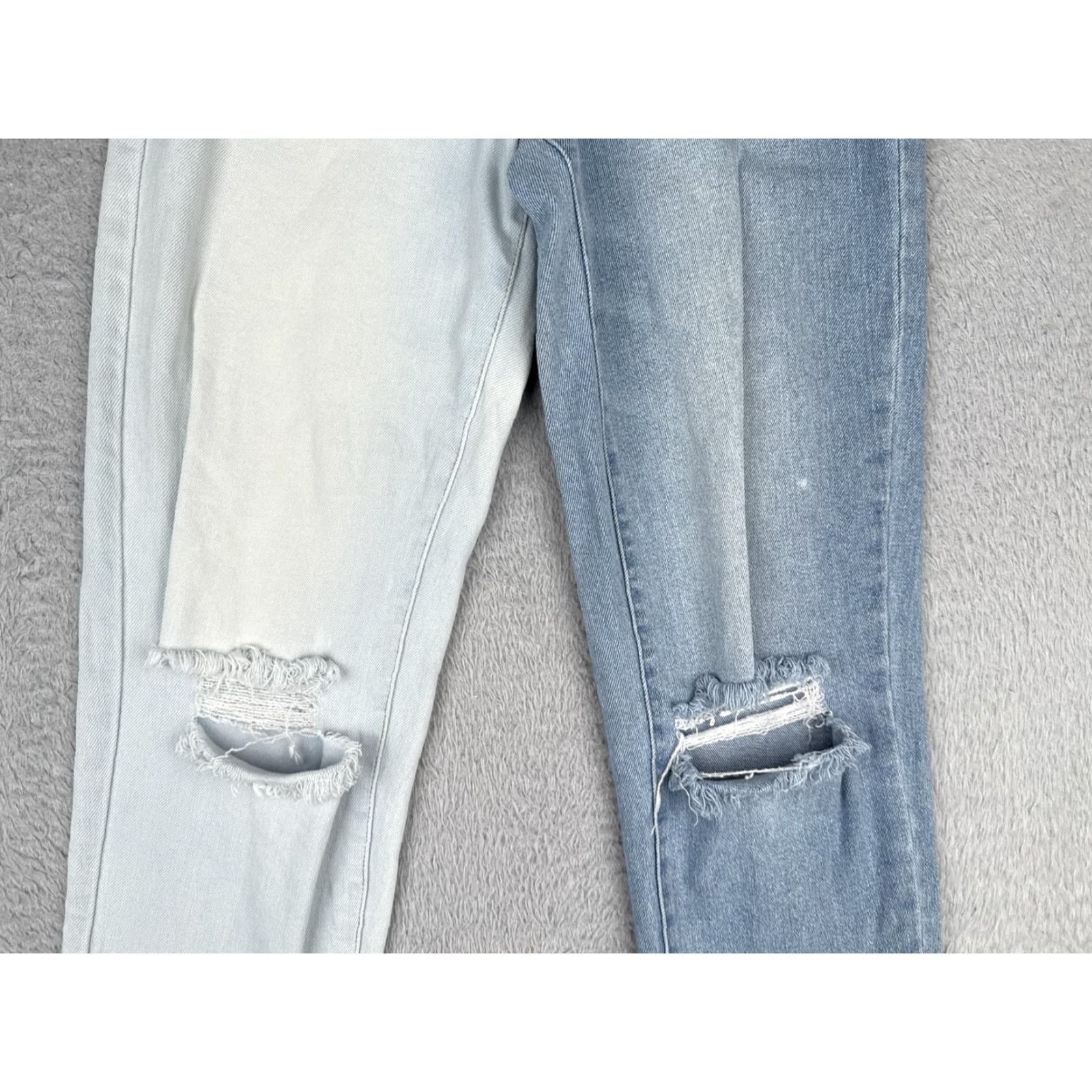 Rsq RSQ Jeans Womens 25 Two Tone High Rise Distressed Raw Hem Light Dark Wash Ripped Jeans Size 42" / US 20 - 3 Thumbnail