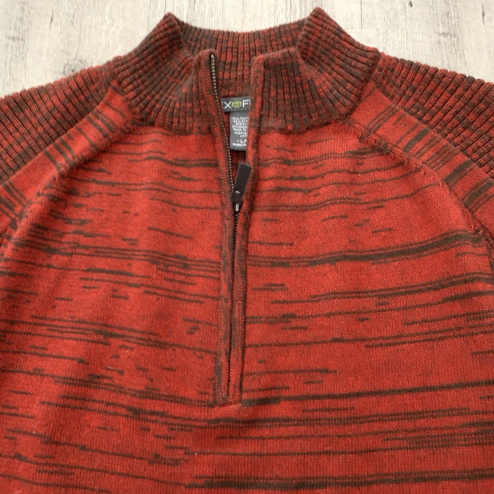 ExOfficio Exofficio Sweater Mens L 1/4 Zip Striped Rust Orange Lightweight Breathable Casual Travel Outdoor Modern Size US L / EU 52-54 / 3 - 3 Thumbnail