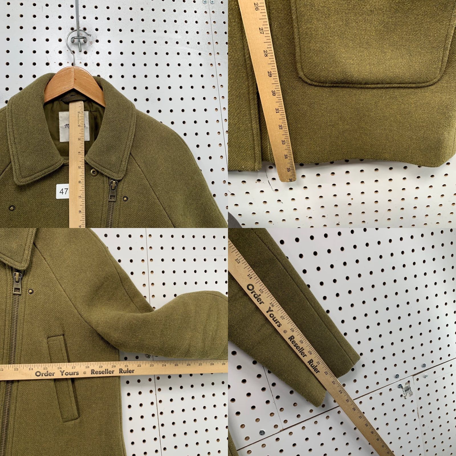 Madewell VINTAGE Madewell Wool Coat Womens Medium Olive Green Asymmetrical Zip Cashmere Blend Coat Long Wool Herringbone Green 90s Womens Size M / US 6-8 / IT 42-44 - 8 Thumbnail