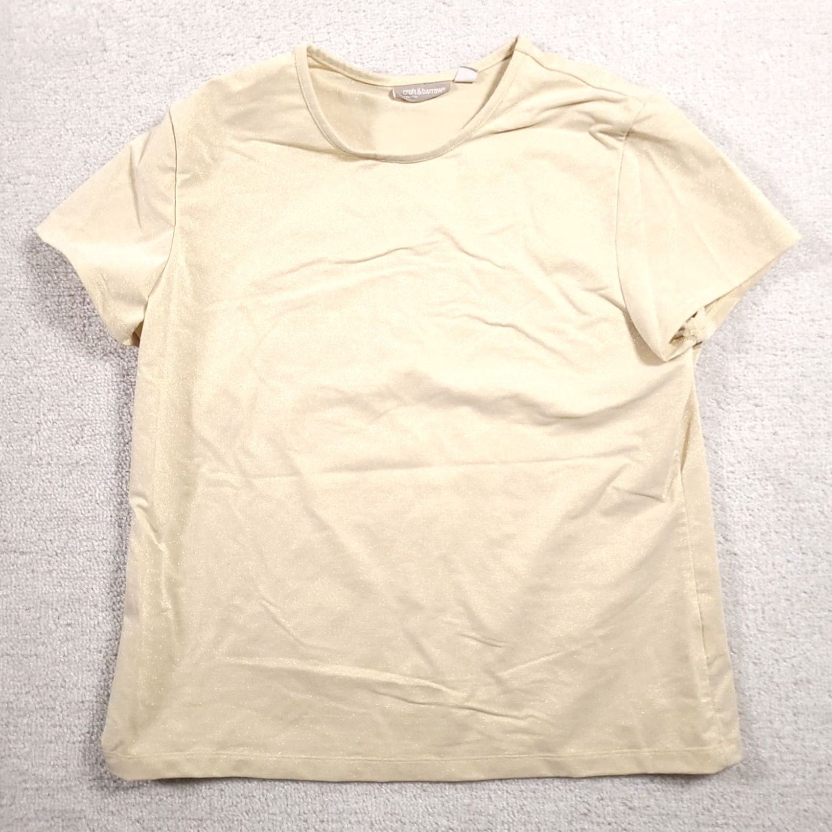 Croft & Barrow Gold Glitter Short Sleeve Round Neck Stretch - Croft & Barrow Womens Large Size L / US 10 / IT 46 - 2 Thumbnail