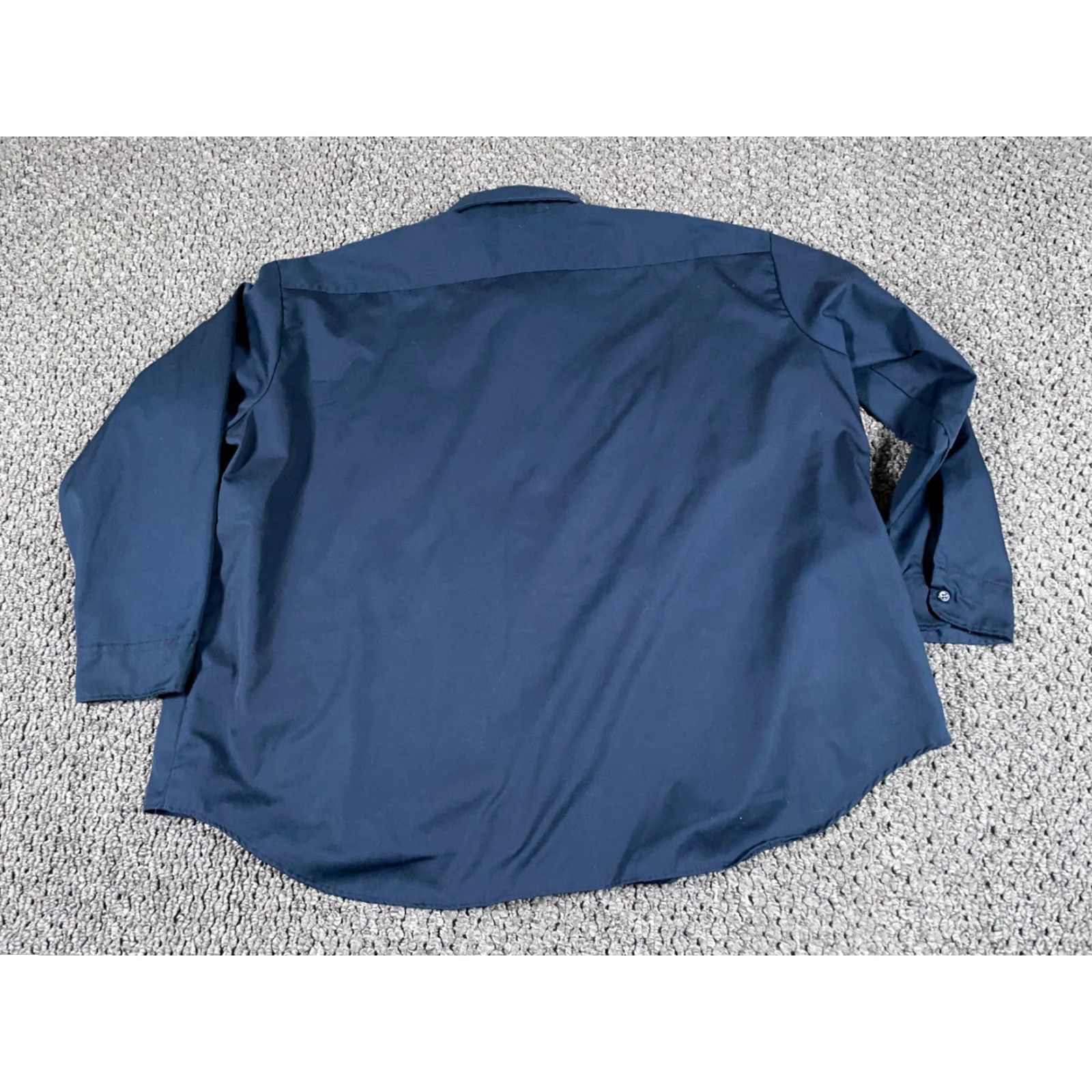 Vintage VTG Key Imperial Work Shirt Adults 19-20 Big Dark Blue Lightweight Workwear Button-Up Cotton Polyester Blend Casual, 80s 90s Grunge Retro Mens Size US XXL / EU 58 / 5 - 2 Thumbnail