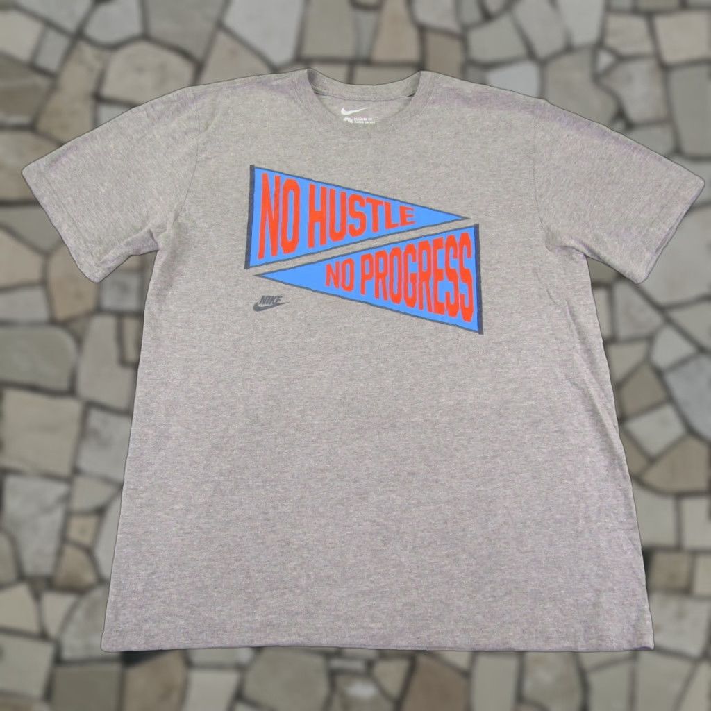 Nike VINTAGE Nike Shirt Men Large Gray Regular Fit No Hustle No Progress Athletic Workout Gym Size US L / EU 52-54 / 3 - 1 Thumbnail