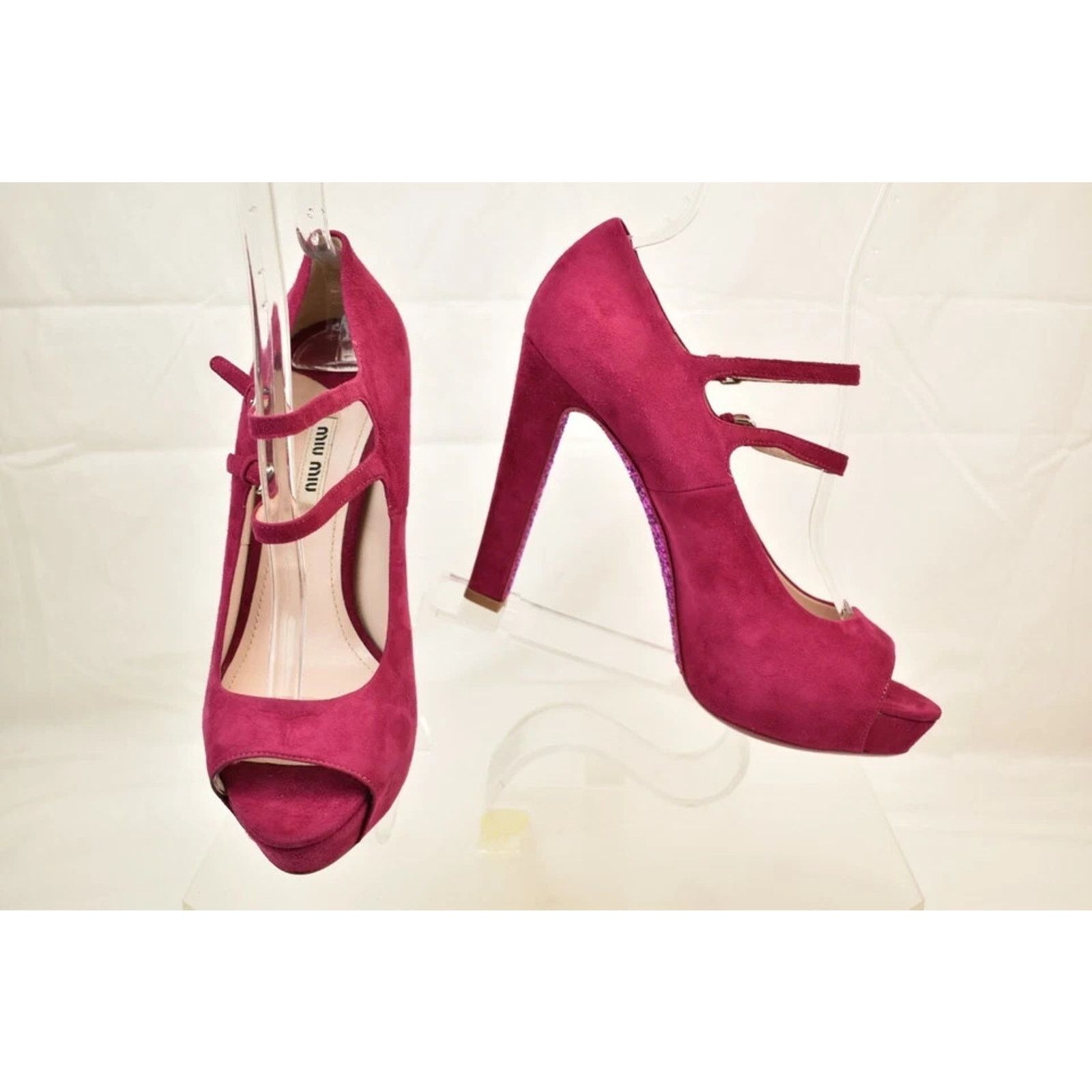 Miu Miu MIU MIU PRADA 5KP238 BURGUNDY SUEDE STRAPPY PUMPS 40 ITALY Size US 10 / IT 40 - 8 Thumbnail