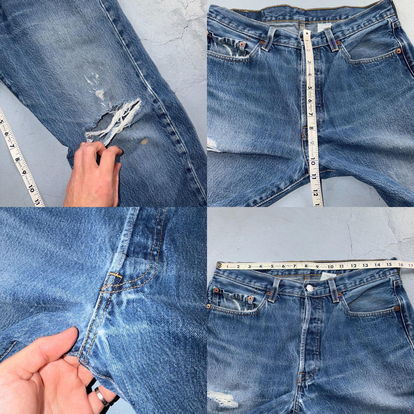Levi's Levi's 501 Vintage 90s USA Y2K Straight Leg Jeans Blue Light Wash 33x34 Act 31x31 XX 501 Series Levis Size US 33 - 8 Thumbnail