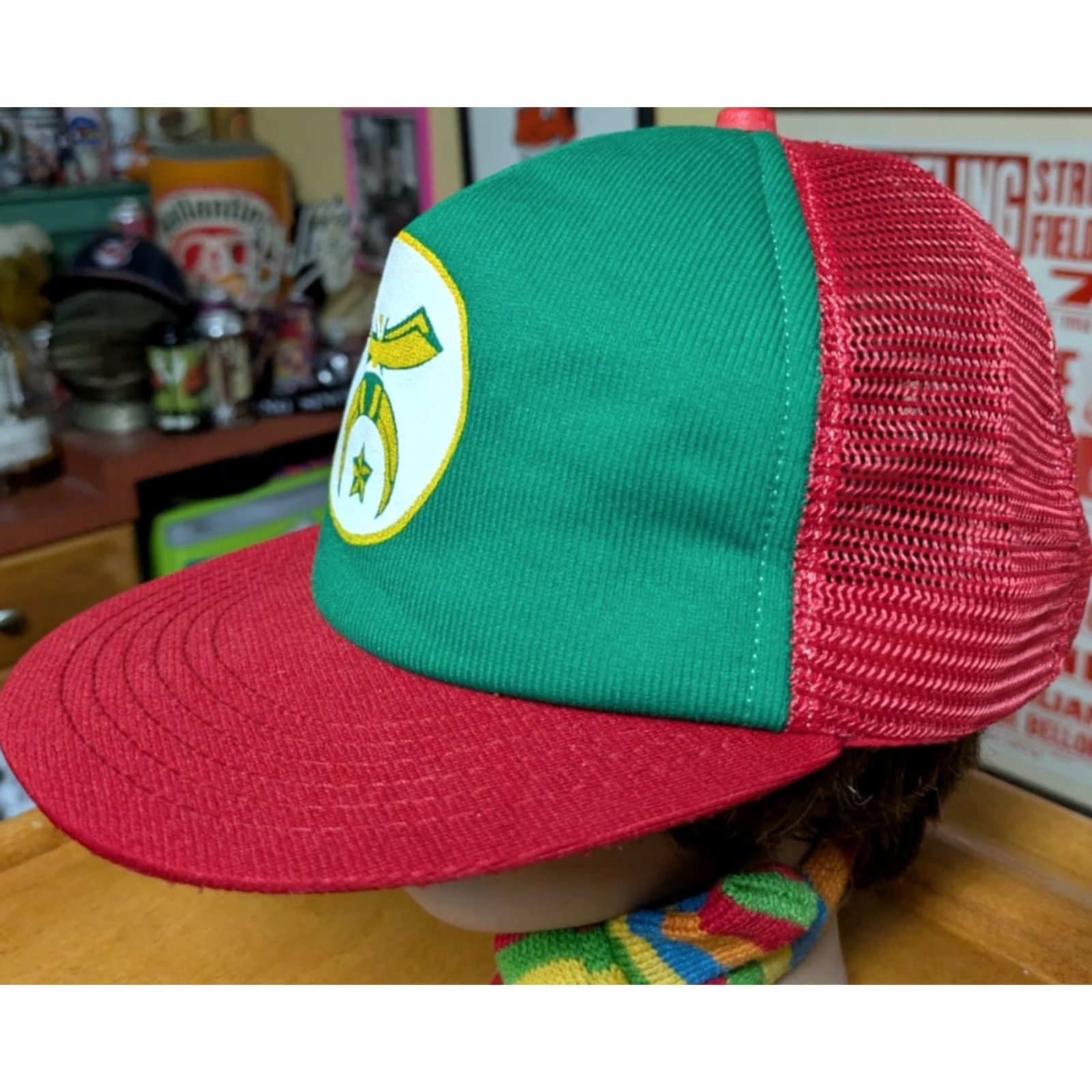 Vintage VTG Shrin er Irem Mason Logo Red Green Foam Snapback Trucker Hat Cap Men Adjustable Vintage Hat Cap Mens Size ONE SIZE - 3 Thumbnail