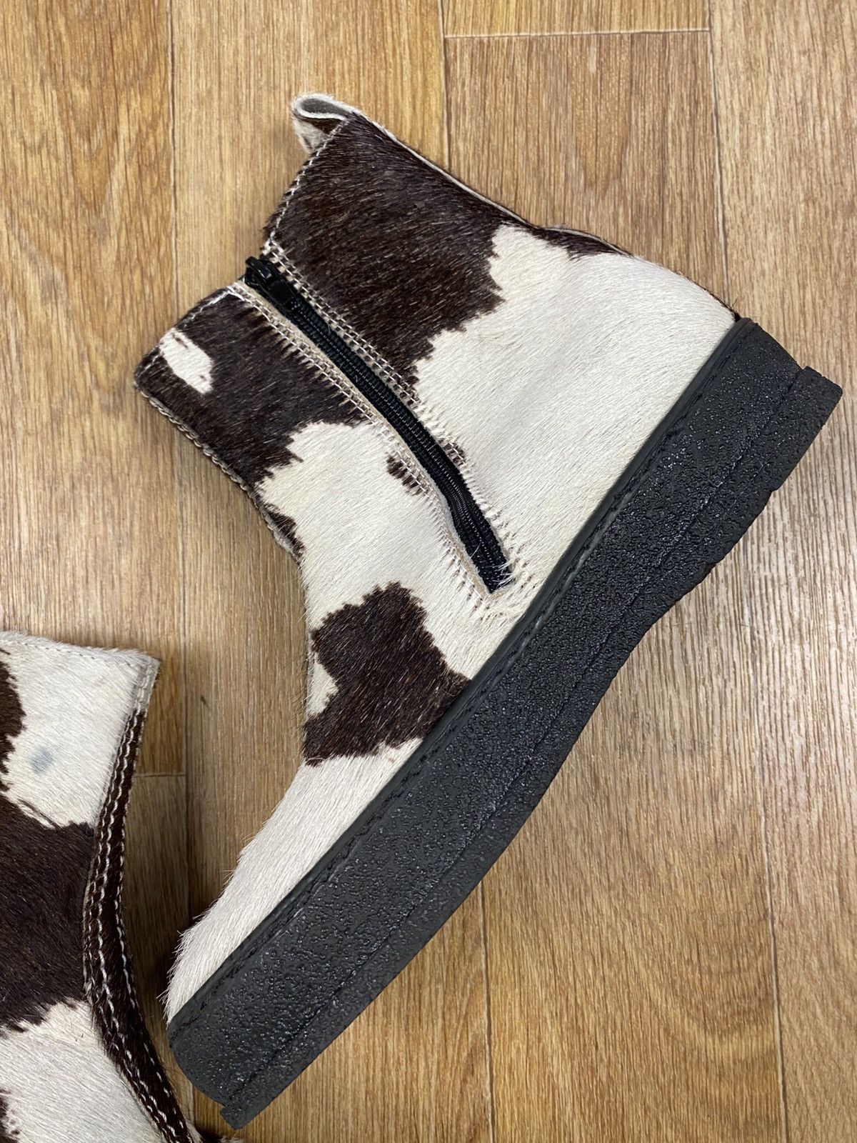 Designer × Vintage Ammann Sarnac Animal Print Cowhide Fur Ankle Rubber Boots Size US 9 / IT 39 - 8 Thumbnail