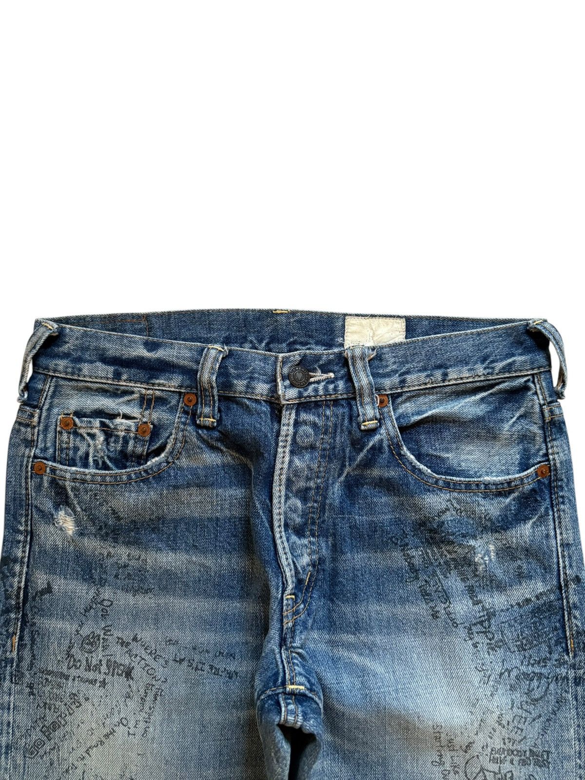 Japanese Brand Vintage Japanese Brand Printed Faded Wash Distressed Jeans Size US 30 / EU 46 - 4 Thumbnail
