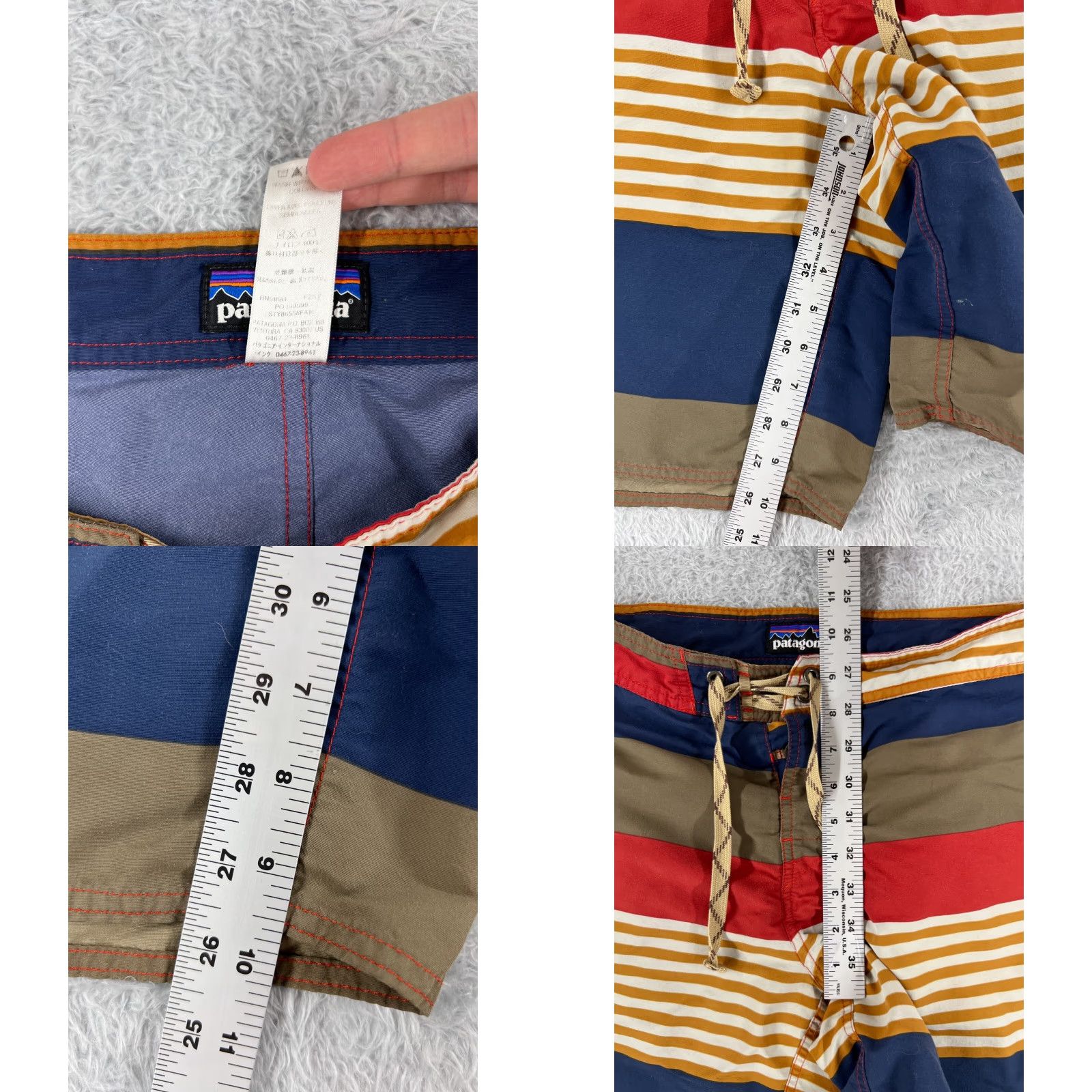 Patagonia Patagonia Board Shorts Mens 31 Blue Red Beige Wavefarer 21" Beach Swim Trunks Pockets | Men's Bottoms Surfing Recreational - Blue Size US 31 - 9 Thumbnail