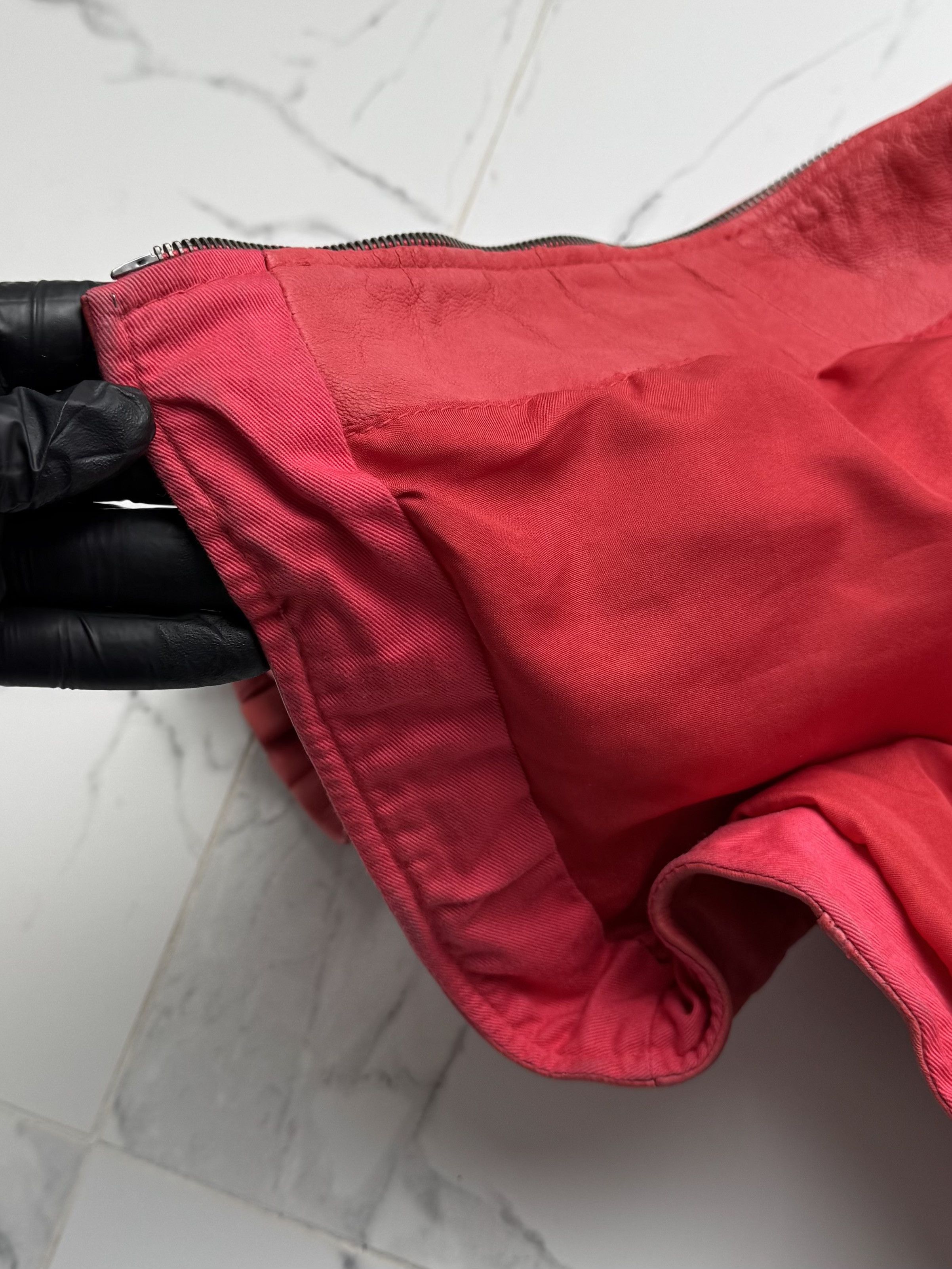 Leather Y2K Red Leather Biker Jacket Cropped Moto Zip Up Slim Fit Size XS / US 0-2 / IT 36-38 - 12 Thumbnail