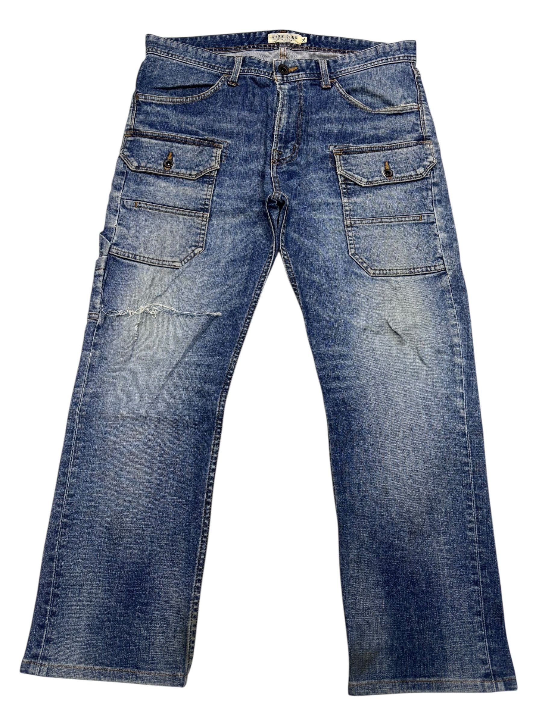 Avirex 🔥AVIREX TYPE BLUE WORKWEAR DISTRESSED DENIM JEANS Size US 35 - 1 Thumbnail