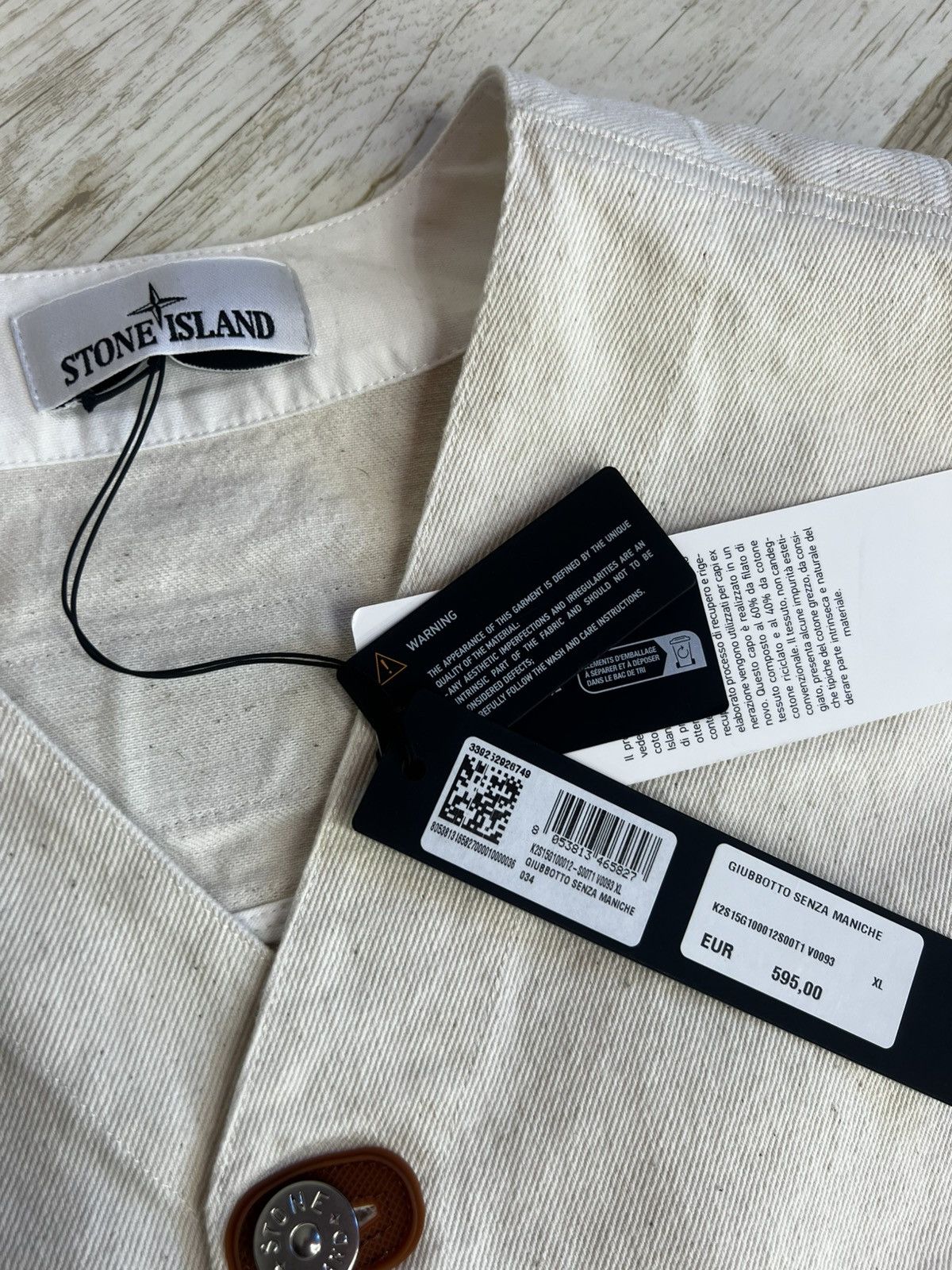 Stone Island Stone Island S.I. Raw Denim Vest XL Natural Cotton Gabardine Size US XL / EU 56 / 4 - 12 Thumbnail