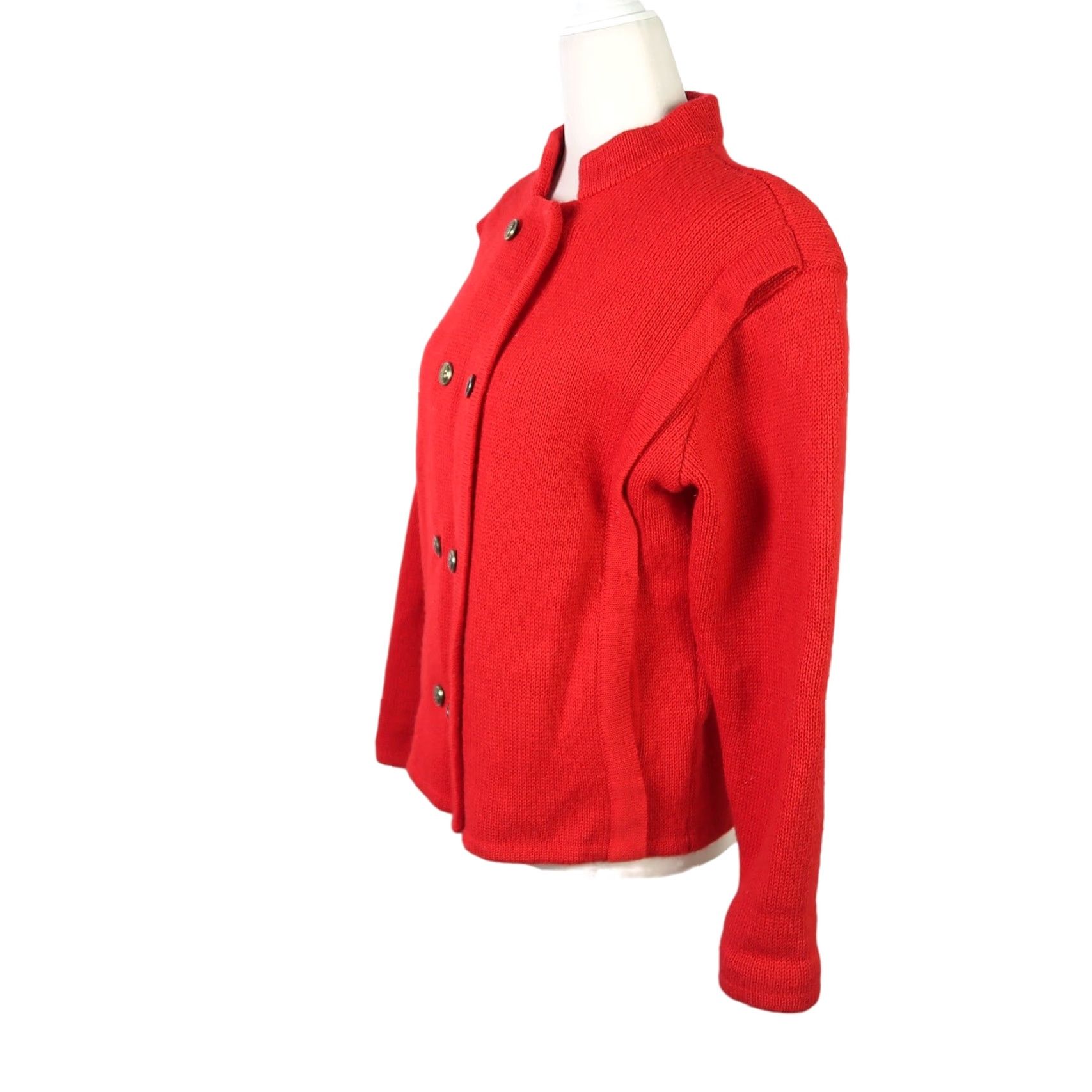 Talbots VINTAGE Talbots Cardigan Wool Knit Double Breasted Red S Sweater Women's 90s 80s Long Sleeve Front Button Casual Workwear Fall Winter Size S / US 4 / IT 40 - 3 Thumbnail