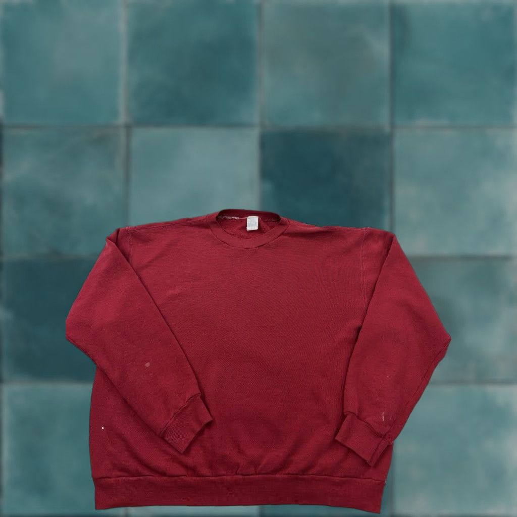 Russell Athletic VINTAGE Russell Athletic Sweatshirt Mens Large Red Crew Neck USA 70s Cotton Pullover Mens Size US L / EU 52-54 / 3 - 1 Thumbnail