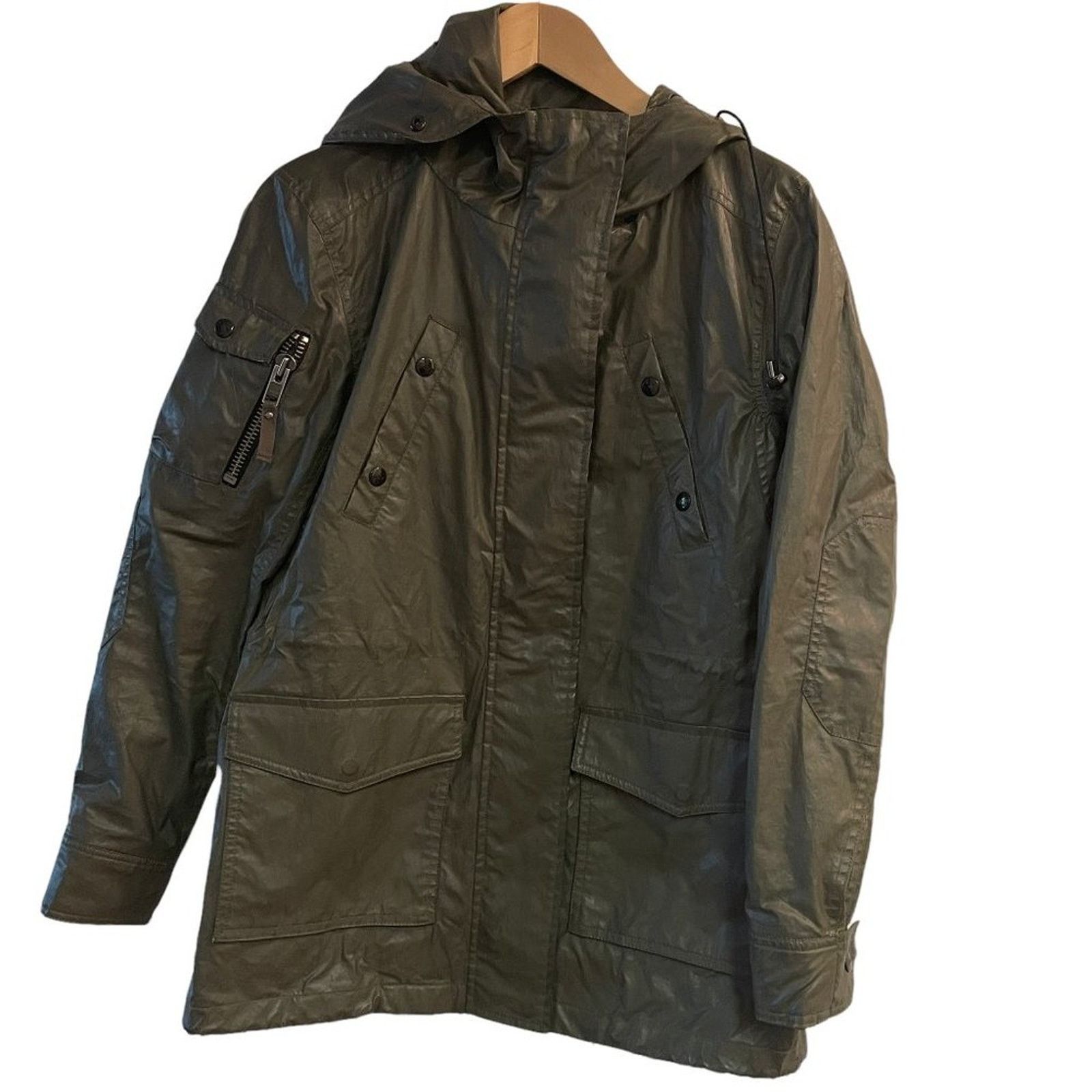 SAM. SAM Olive Waxed Hooded Parka Jacket Green Size S / US 4 / IT 40 - 1 Thumbnail