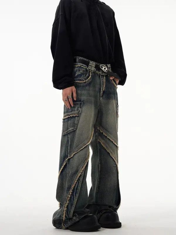 VIBE Retro heavy-duty stitching raw edge micro-flared jeans Size US 30 / EU 46 - 4 Thumbnail