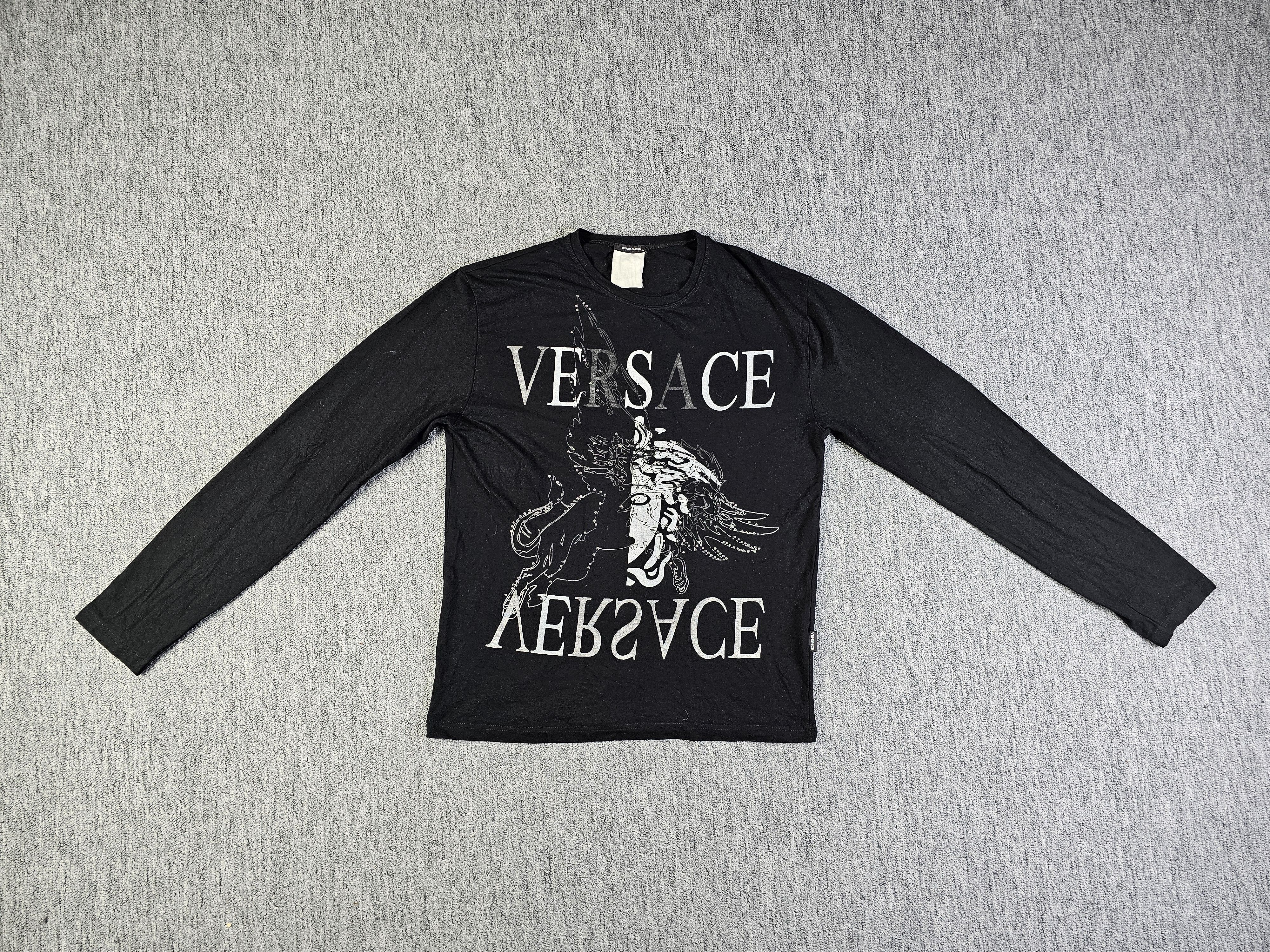 Versace Versace Classic 90s Medusa Rhinestone Black Long Sleeve Top Size L / US 10 / IT 46 - 4 Thumbnail