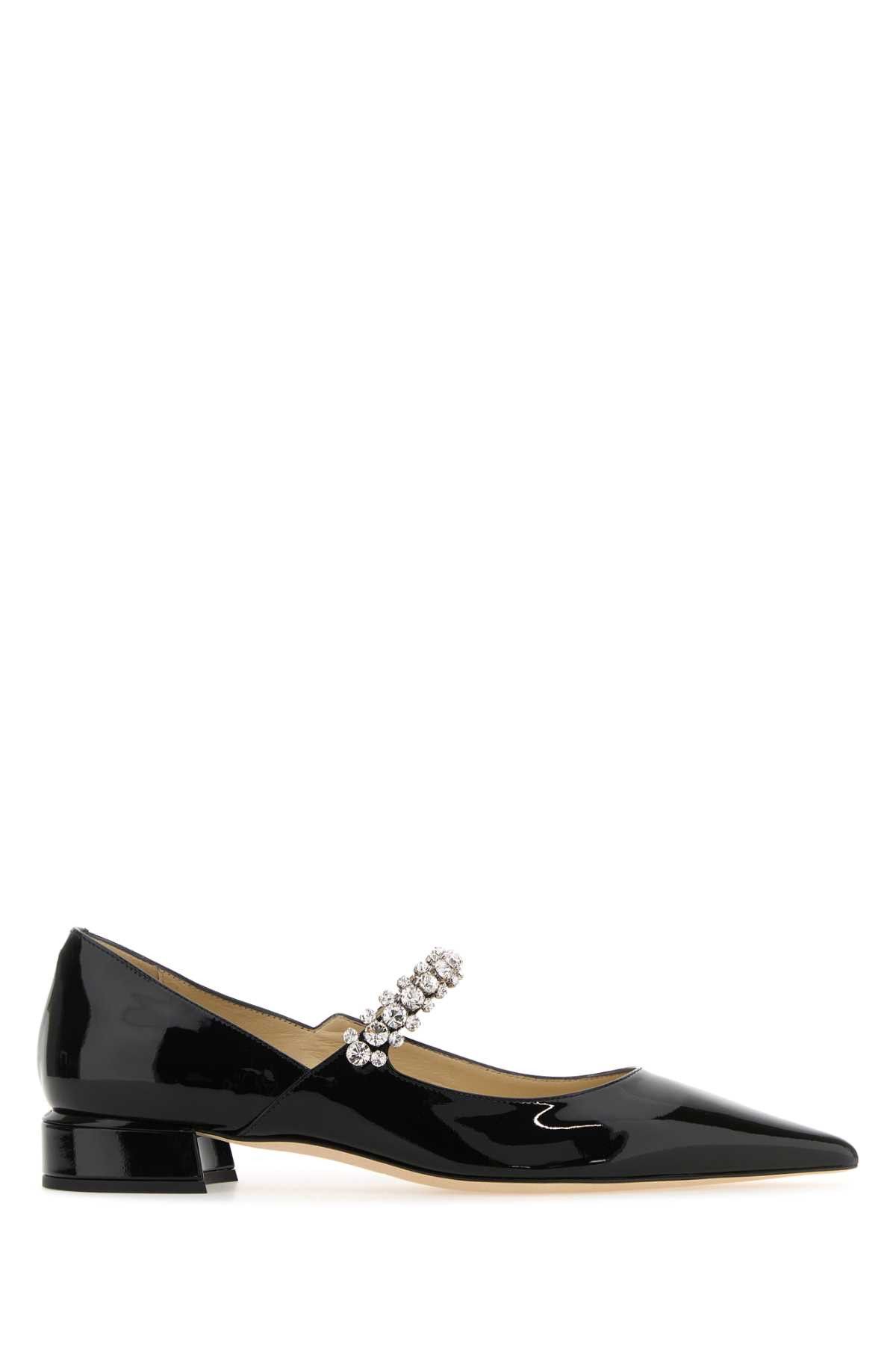 image of Jimmy Choo Black Leather Bing Ballerinas Shoes, Women's (Size 7)