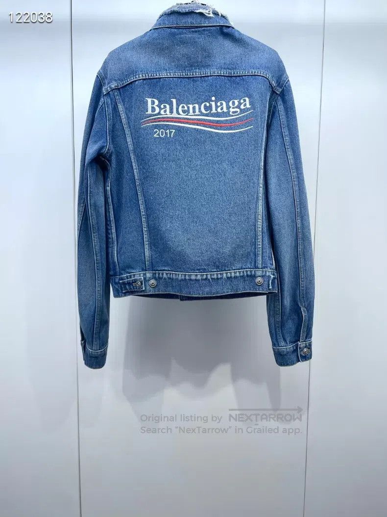 Balenciaga Balenciaga Distressed Embroidered Letter Denim Jacket Size US S / EU 44-46 / 1 - 1 Thumbnail