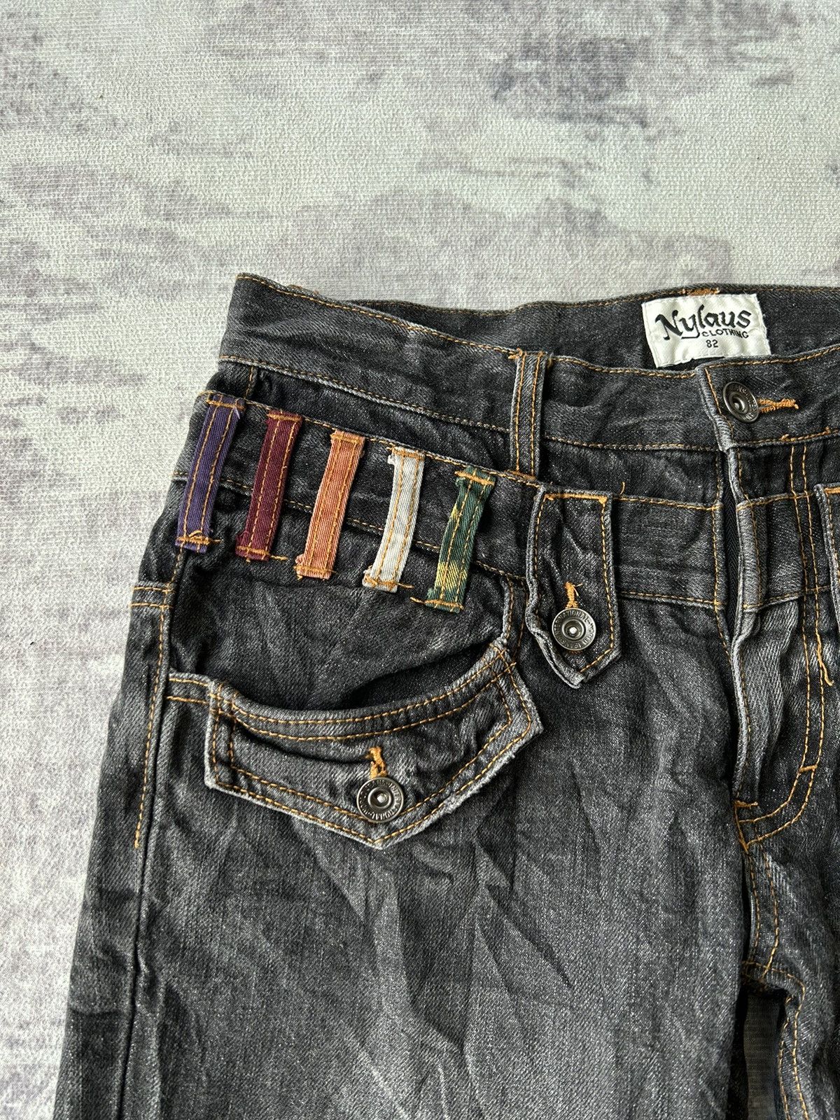 20471120 Nylaus Punk Double Waist Black Denim Size US 30 / EU 46 - 5 Thumbnail