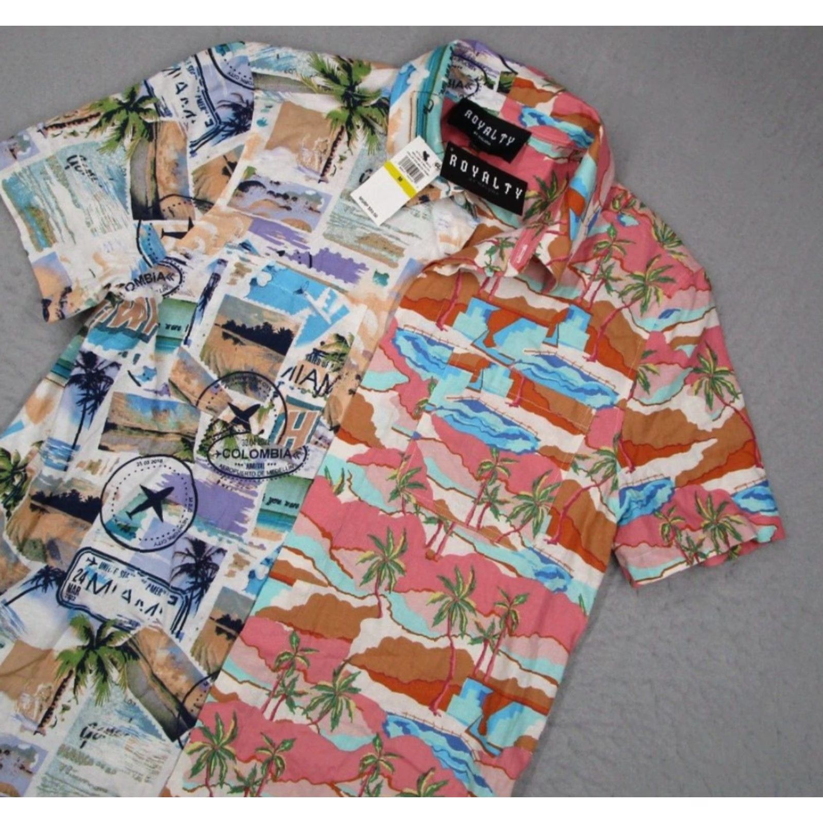 Vintage Royalty Maluma Shirt Mens Medium Blue Linen Blend Button Up Hawaiian Tiki Travel Size US M / EU 48-50 / 2 - 2 Thumbnail