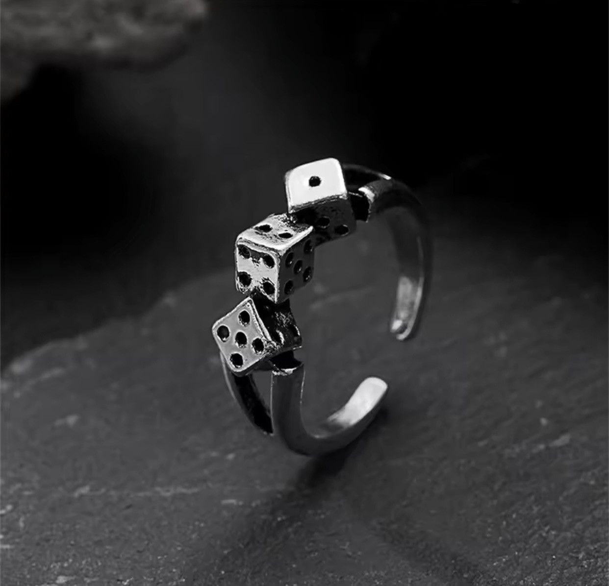Jewelry × Vintage Dice Playing Ring Poker Card Player Game Spades Heart Chrome Size ONE SIZE - 5 Thumbnail