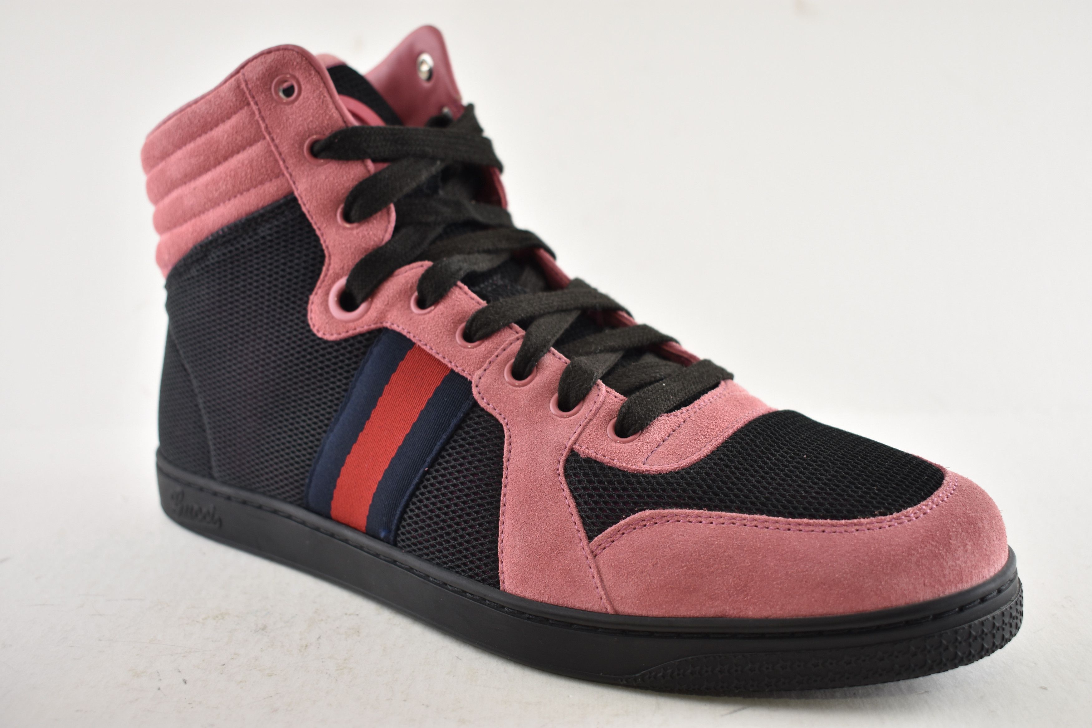 Gucci Gucci Pink Suede GG Logo Flat High Top Sneakers G 9 US 10 Size US 10 / EU 43 - 4 Thumbnail