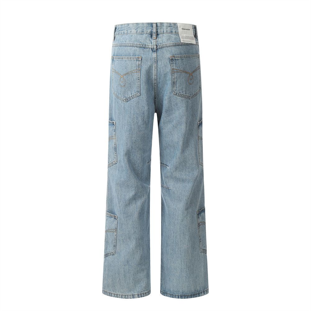 Japanese Brand × Jean Men's street washed embroidered multi-pocket work jeans Size US 32 / EU 48 - 3 Thumbnail