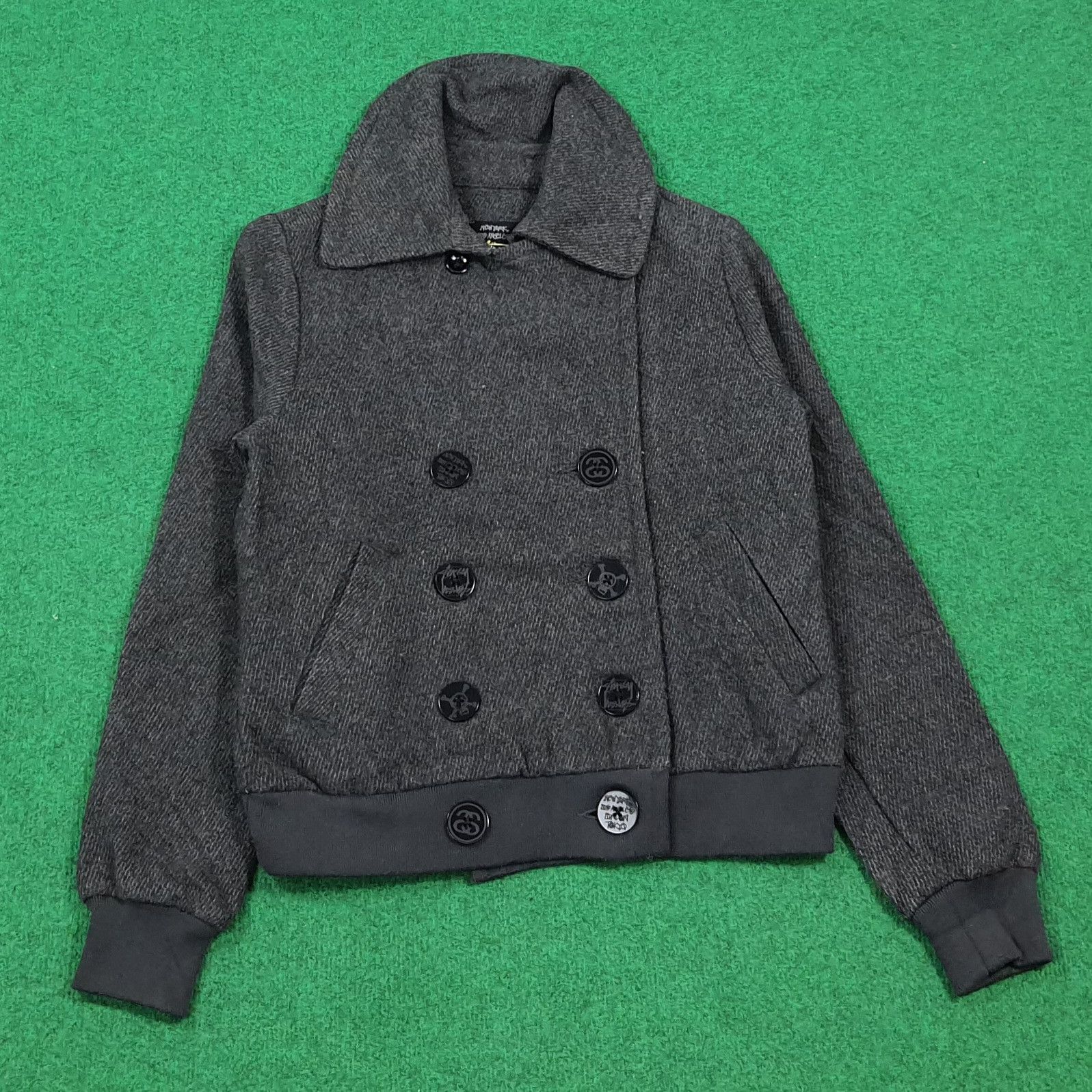 Stussy Vintage Stussy Japan Tweed Knit Breasted Peacoat C309N6 Size US XS / EU 42 / 0 - 1 Thumbnail