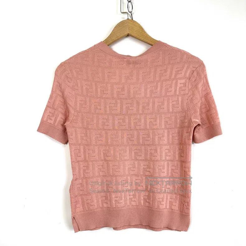 Fendi Fendi Pink double F embossed logo knit short sleeve Size XXS / US 00 / IT 34 - 1 Thumbnail