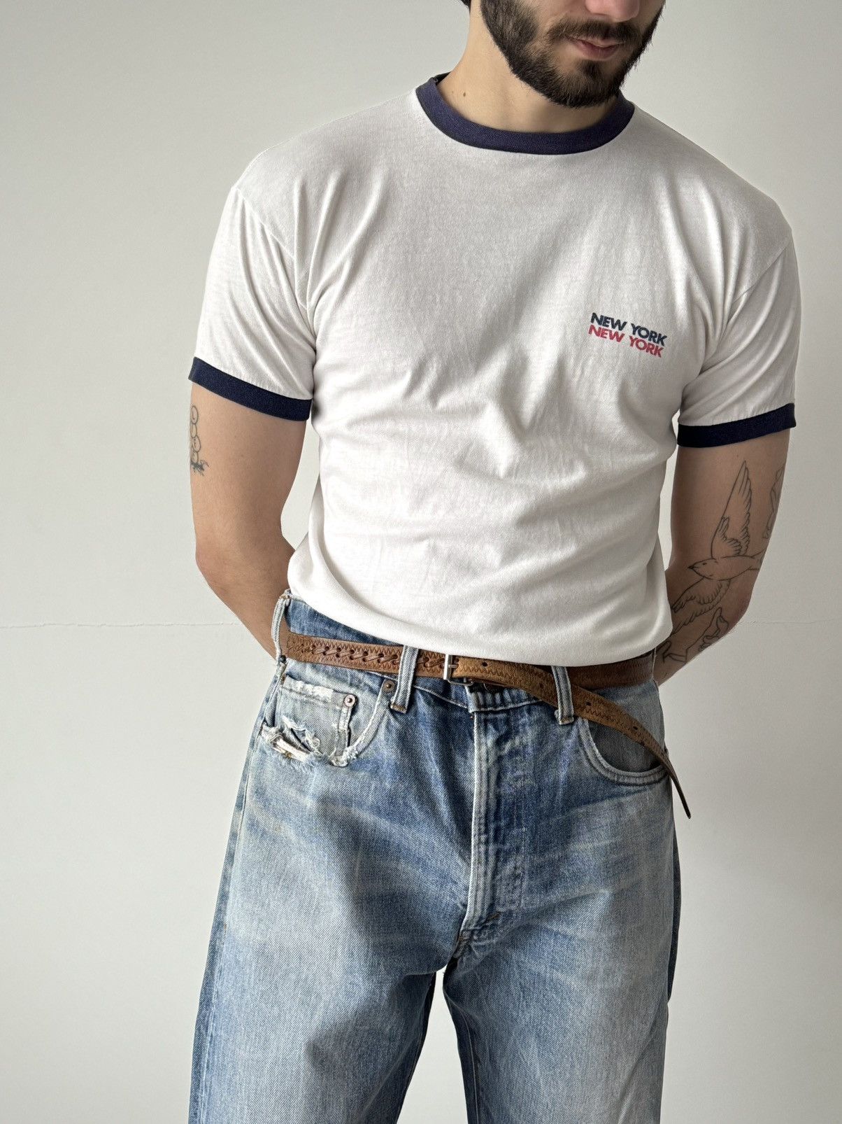 Champion 1970s Vintage Champion 'New York' USA Ringer Size US L / EU 52-54 / 3 - 1 Thumbnail