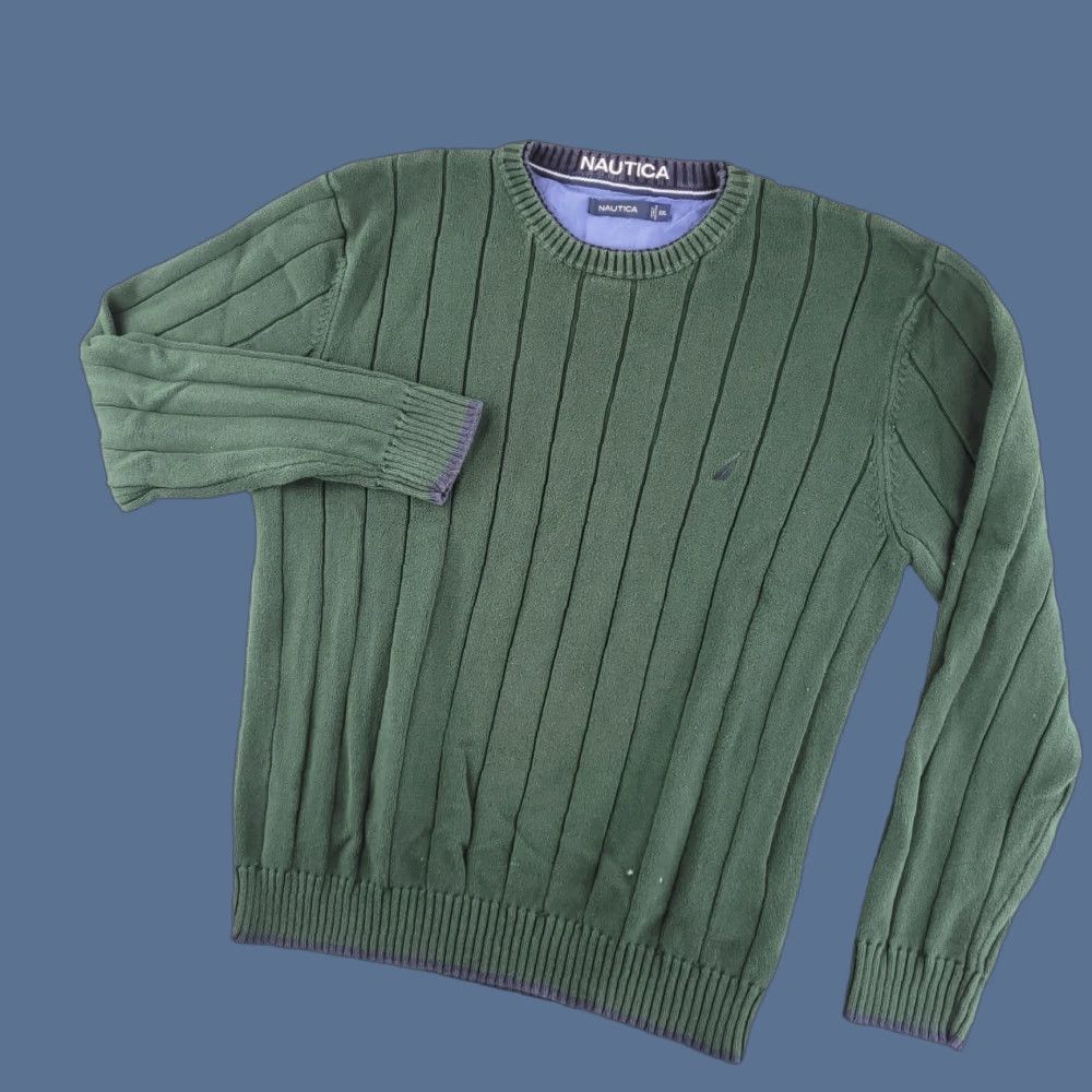 Nautica VINTAGE Nautica Sweater Mens Large Green Cable-Knit Thick Crew Neck Knit Cotton Pullover Mens Size US L / EU 52-54 / 3 - 1 Thumbnail
