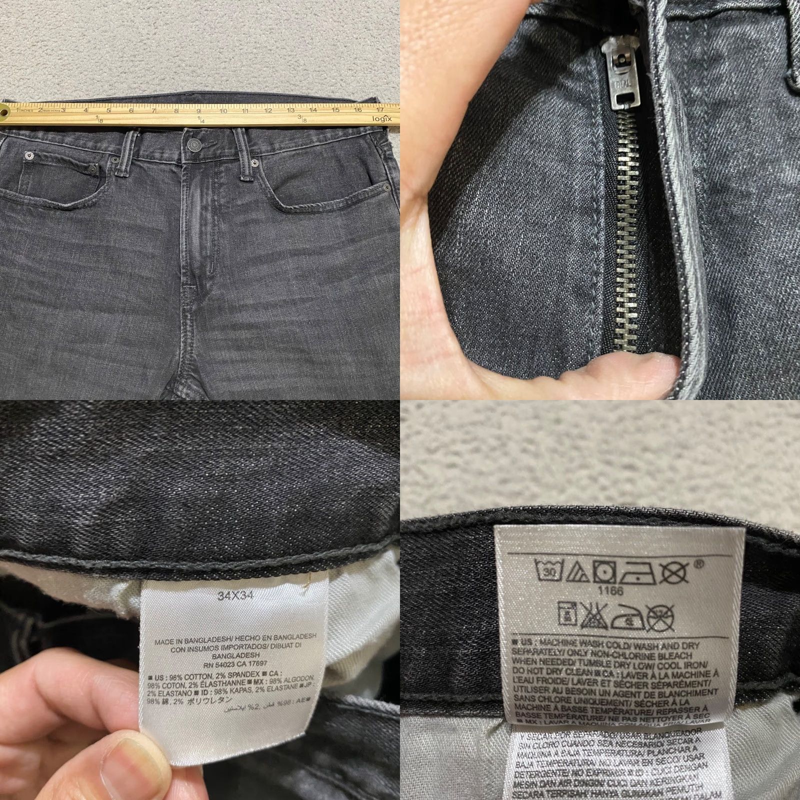Old Navy Old Navy Jeans Gray Denim Medium Wash Slim Straight Mid Rise 34x34 Mens Regular 5-Pocket Stretch Size US 34 / EU 50 - 8 Thumbnail