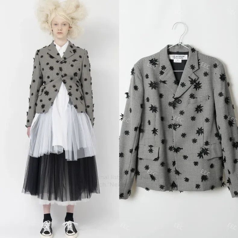 Comme des Garcons Comme Des Garcons Wool tartan three-dimensional floral jac Size M / US 6-8 / IT 42-44 - 1 Thumbnail