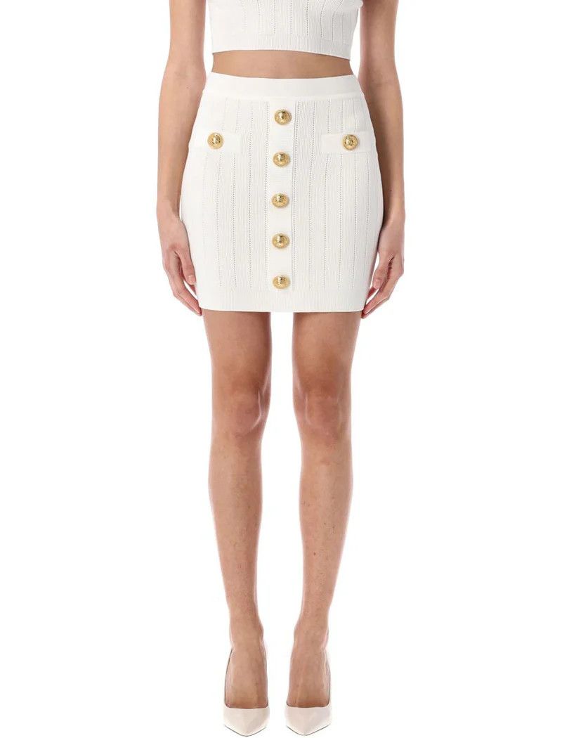 o1s1wg111225 Fine Ribbed Knit Skirt in White