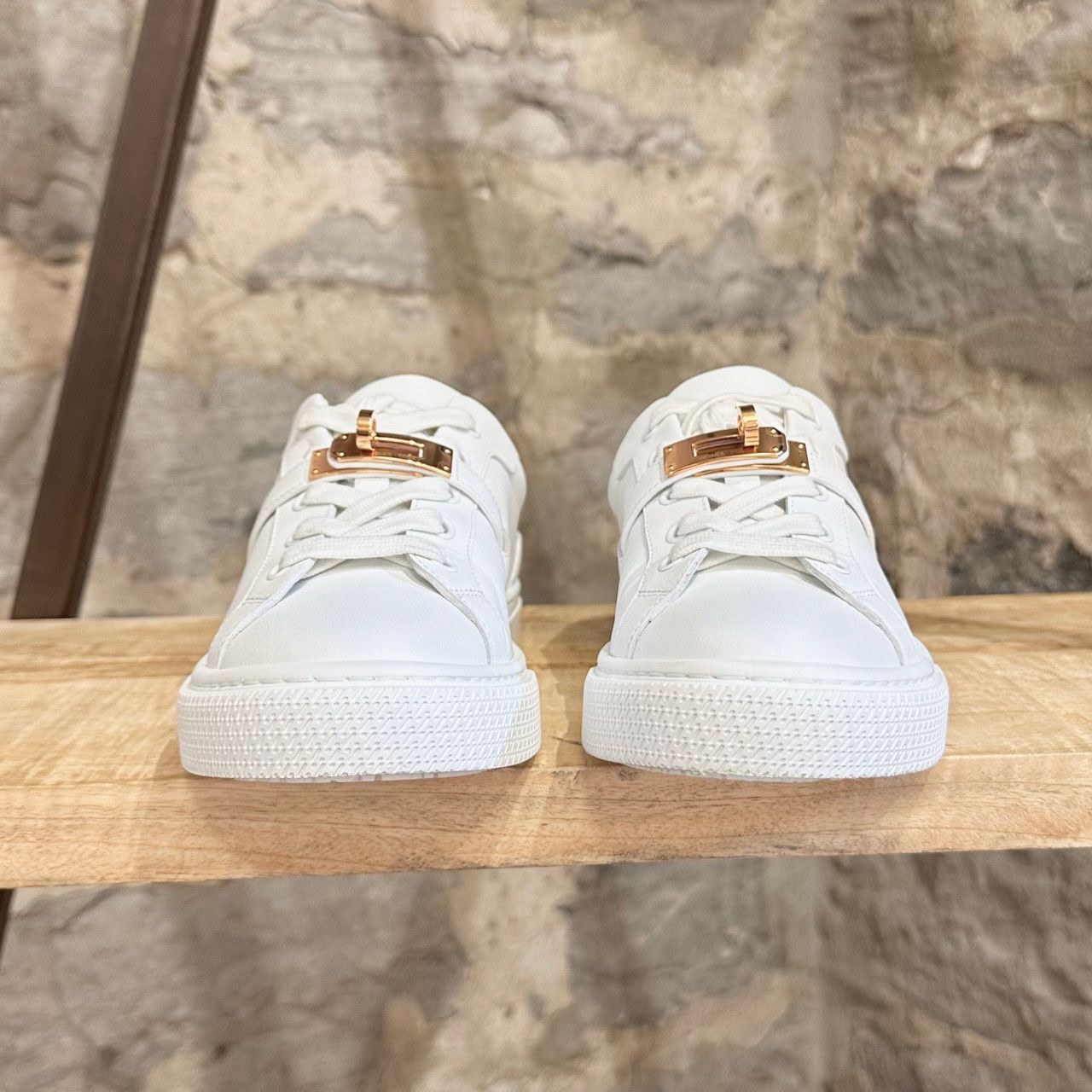 Hermes Hermès White Leather Femme Day Kelly Accent Sneakers Size US 6 / IT 36 - 3 Thumbnail