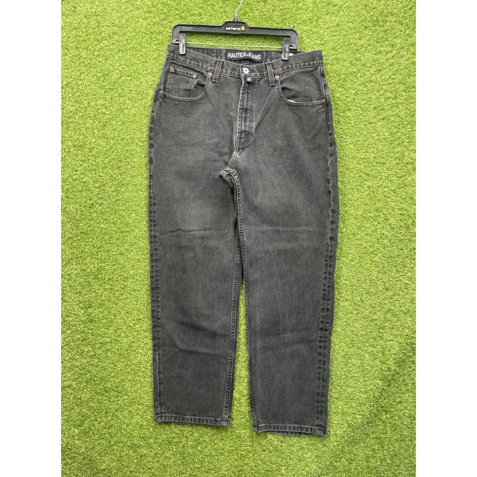 Nautica VINTAGE Nautica Jeans Mens 36x30 Black Denim Relaxed Fit 5-Pocket Belt Loops Pockets Straight Skater Y2K Grunge Hip Hop Size US 36 / EU 52 - 2 Thumbnail
