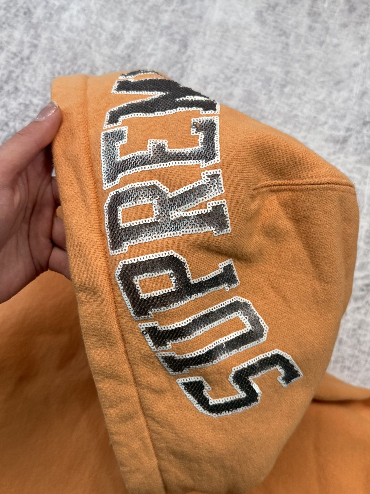 Supreme Orange Supreme Sequin Arc Hoodie ss19 Size US XL / EU 56 / 4 - 3 Thumbnail
