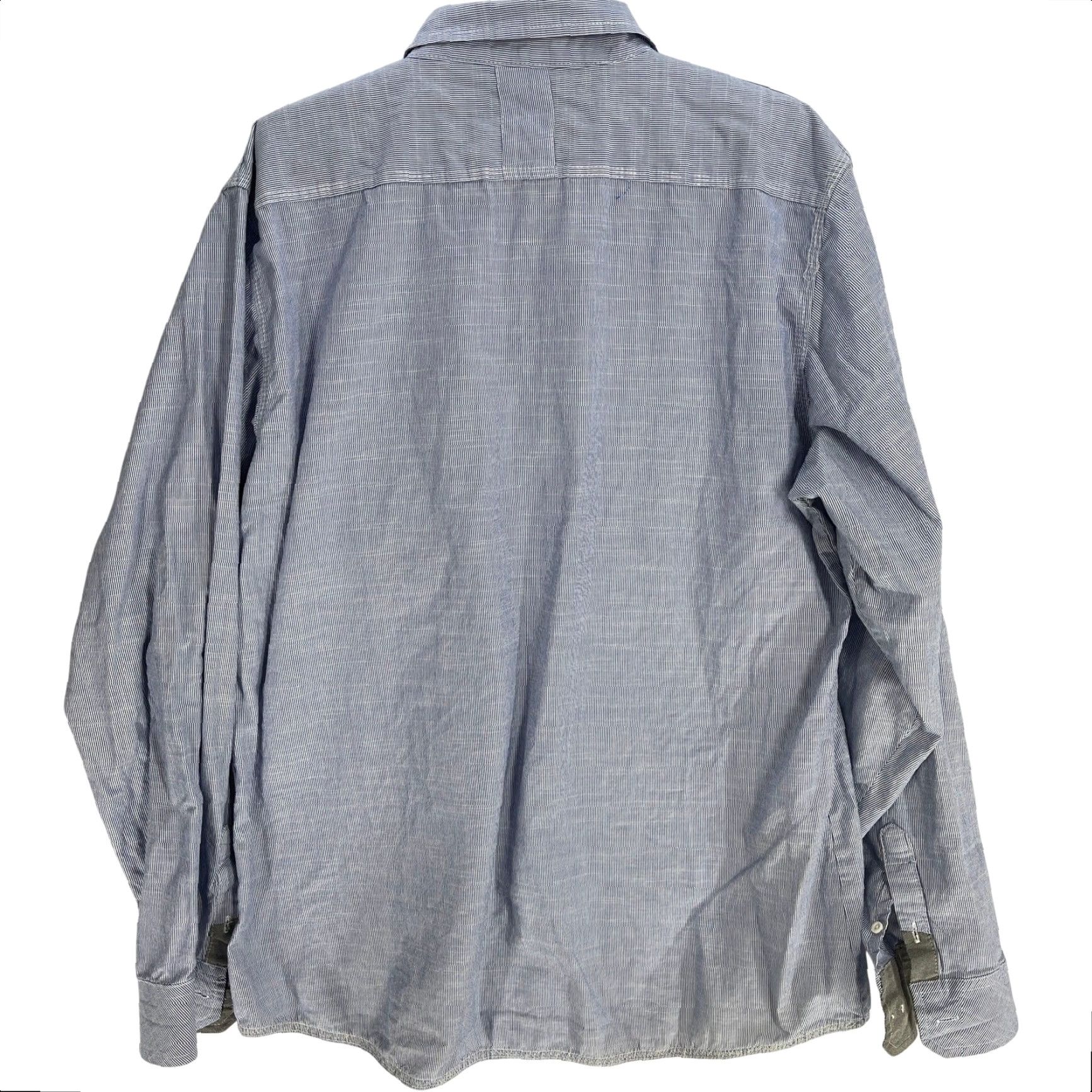 Burnside Burnside Button-Up Shirt Men XL Blue White Striped Missing Button 100% Cotton Size US XL / EU 56 / 4 - 3 Thumbnail
