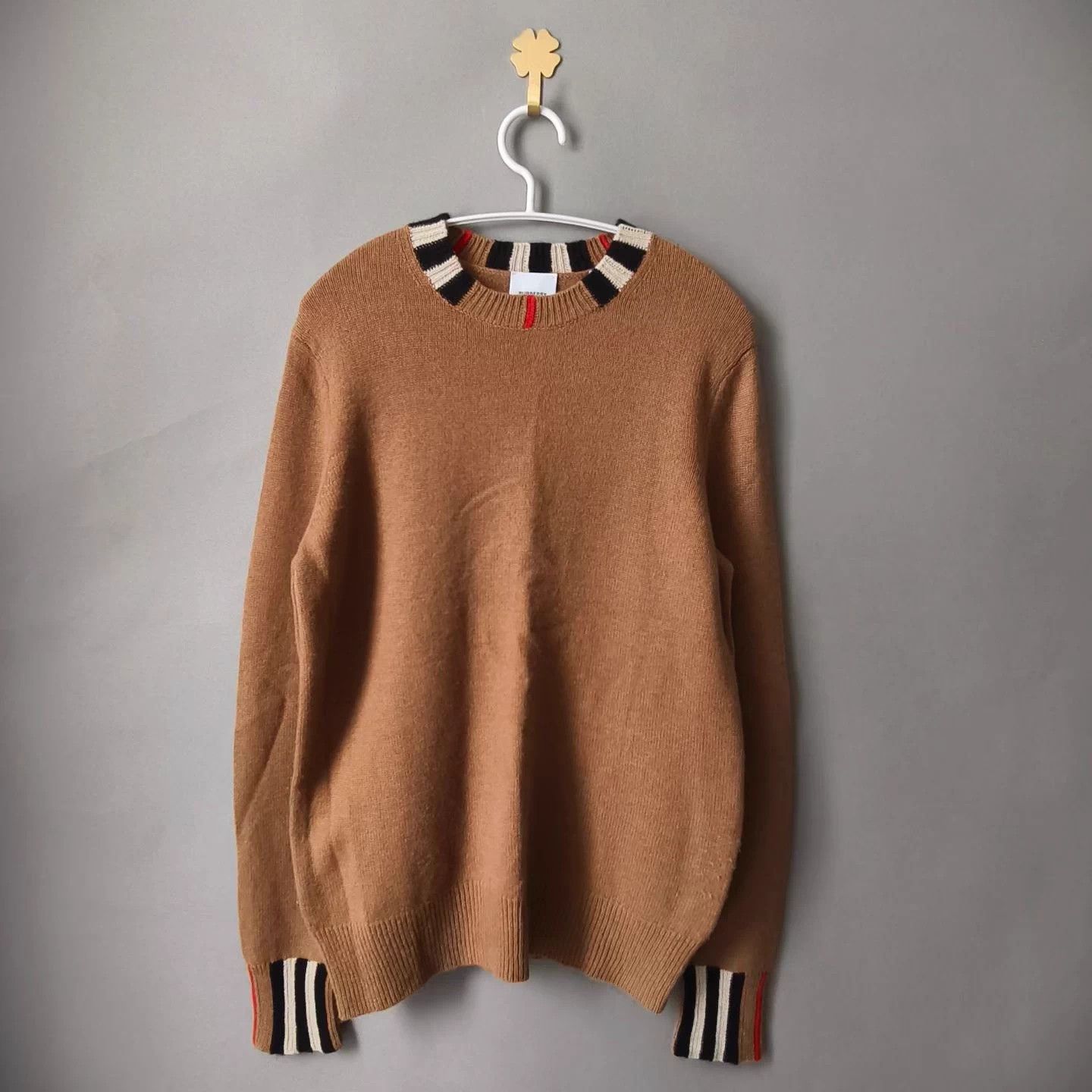 Burberry Burberry Camel Cashmere Stripe Collar P/O XS Size XS / US 0-2 / IT 36-38 - 1 Thumbnail
