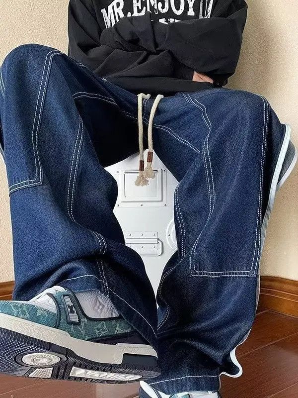 Japanese Brand × Jean Retro loose straight leg spliced jeans Size US 32 / EU 48 - 4 Thumbnail