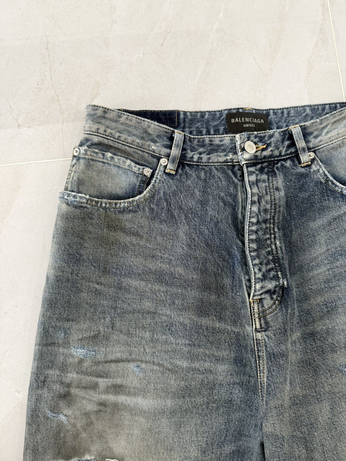 Balenciaga *RARE* Balenciaga SS23 Mud Oil Spilled Denim Baggy Version Size US 32 / EU 48 - 4 Thumbnail