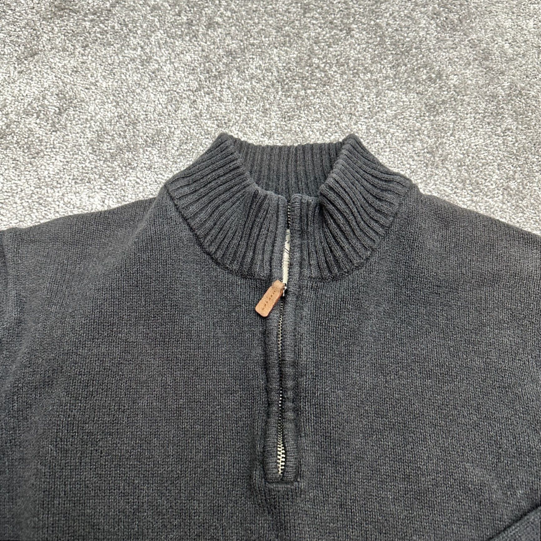 Vintage St. John's Bay Sweater Adult XL Gray 1/4 Zip Mock Neck Cotton Knit Pullover Cable-Knit Mens Size US XL / EU 56 / 4 - 3 Thumbnail