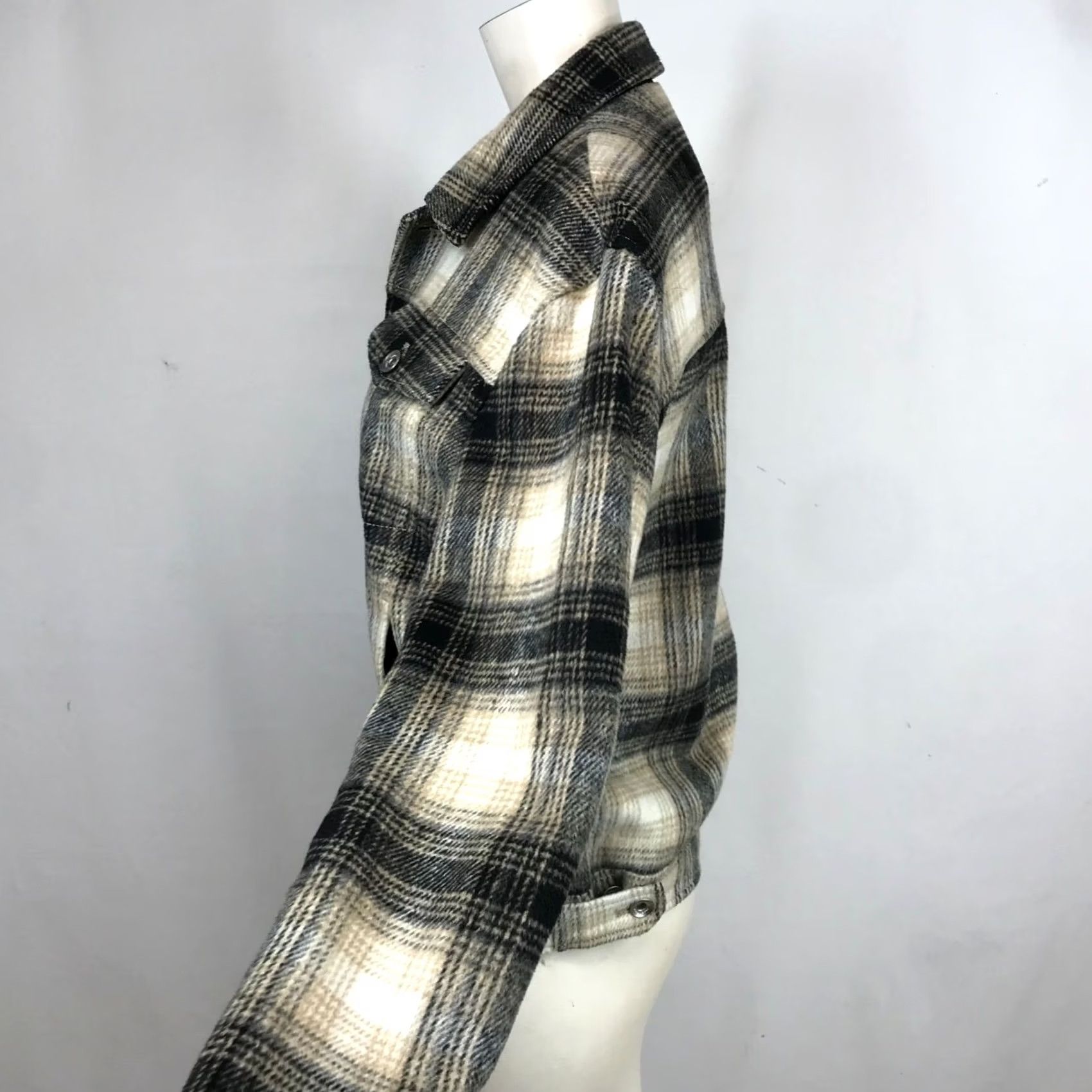 Zara ZARA WOMENS SMALL SHIRT JACKET SHACKET FLANEL BUTTON UP CROP PLAID Size S / US 4 / IT 40 - 4 Thumbnail