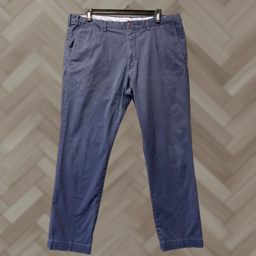Polo Ralph Lauren Chino Mens 40x32 Trousers Navy Slim Stretch Rock Climbing Graphic / RL-67