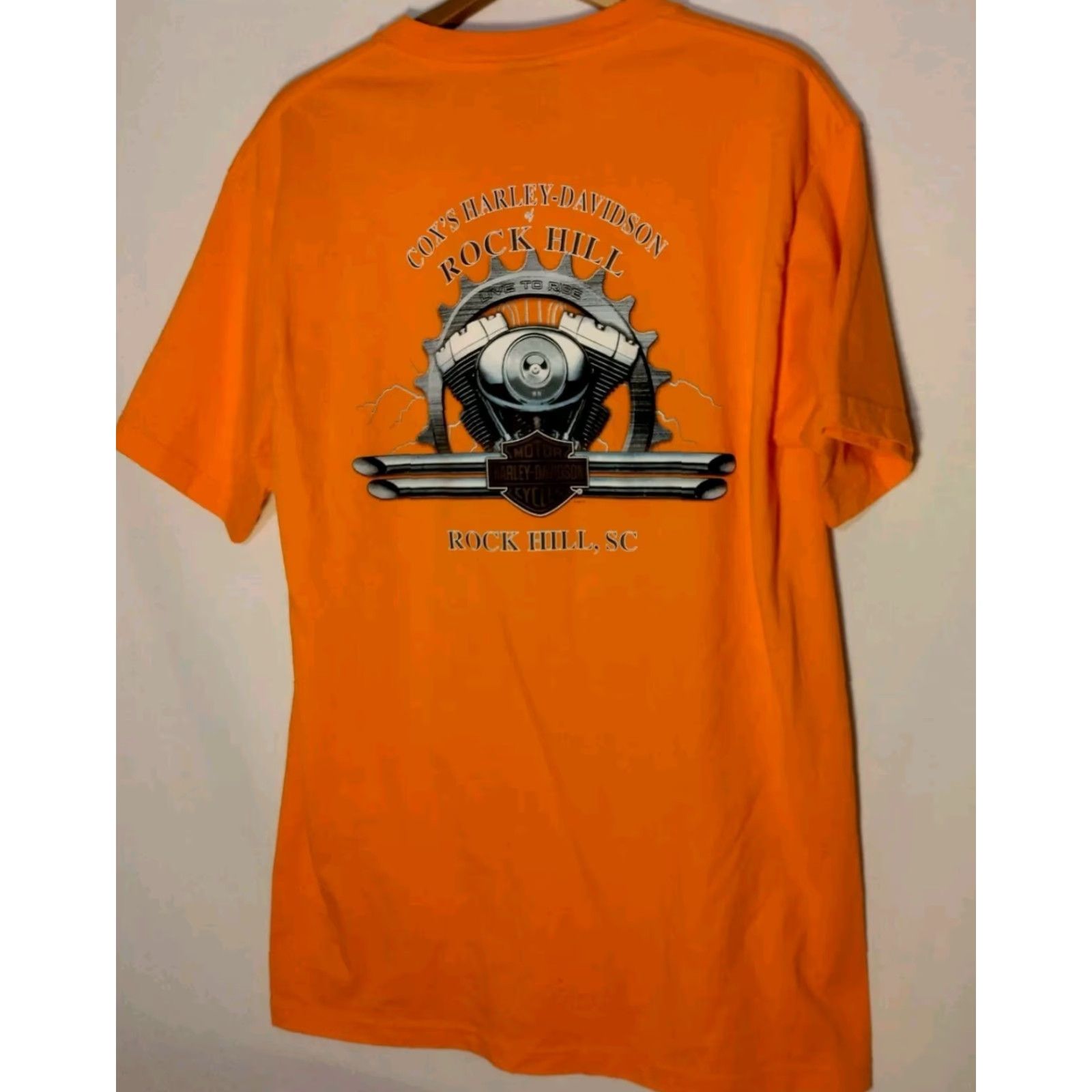Harley Davidson VINTAGE Cox's Harley-Davidson Shirt Men L Orange Rock Hill SC Moto Harley T-Shirt Rock Hill South Carolina Biker Mens Size US L / EU 52-54 / 3 - 4 Thumbnail