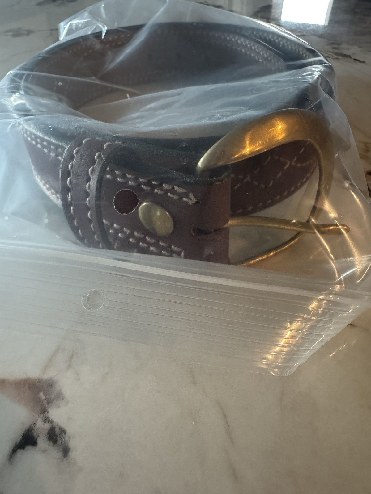 Aker Leather B13 Belt - 1-3/4 Inch Width With Fancy Stitch, Made In USA (Black/Tan) - View #2