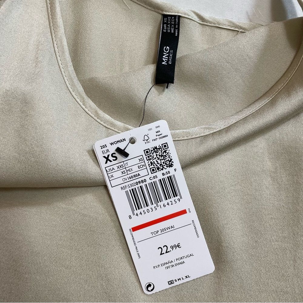 Mango MNG Mango Basics Beige Viscose Tank Top Camisole Size XS Size XS / US 0-2 / IT 36-38 - 6 Thumbnail