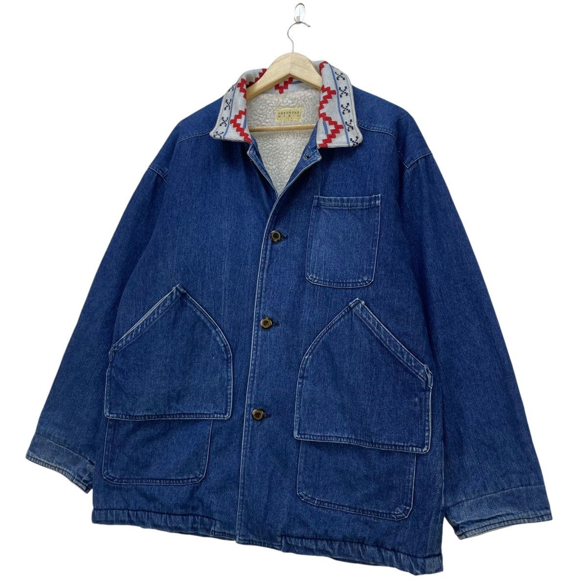 45rpm × Indigo × Japanese Brand 💥Saburoku Mens Shearling Hunting Indigo Denim Jacket Size US L / EU 52-54 / 3 - 3 Thumbnail