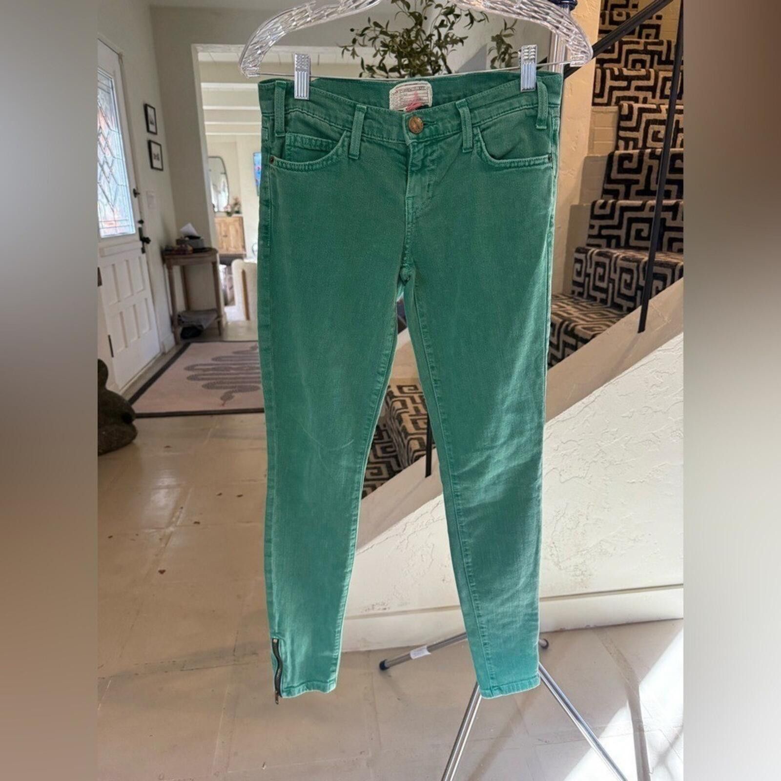 Current/Elliot Current Elliott Stiletto Skinny Low Jeans 25 Green Stretch Size 25" / US 0 / IT 36 - 9 Thumbnail
